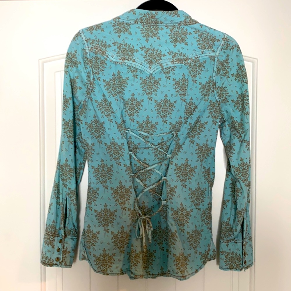 Ryan Michael blue western shirt with corset back